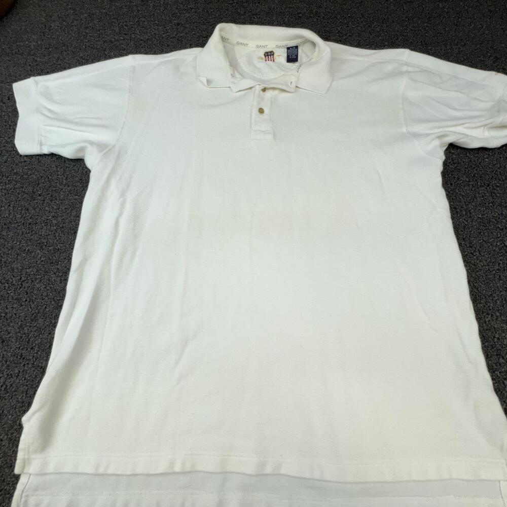 GANT Polo Shirt Mens XL White Short Sleeve Collared Embroidered Crest Logo